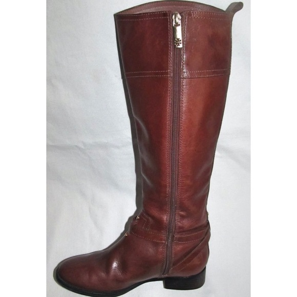 Tory Burch Brita Brown Leather Knee High Tall Riding Boots Womens Size 7 - Picture 4 of 11